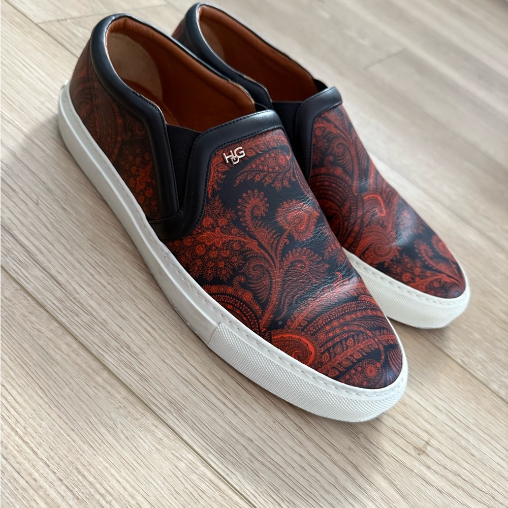 Men's Red and Black Slip-On Shoes